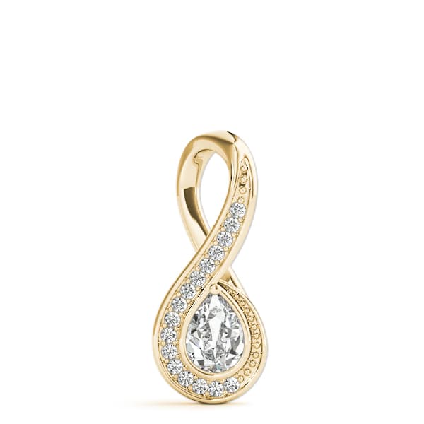 Infinity Shaped Pendant Ps (1/8 ct. tw.), On hand view in yellow gold