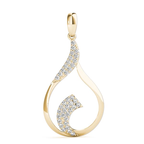 Teardrop Pavé Fashion Pendant (0.28 ct. tw.), On hand view in yellow gold