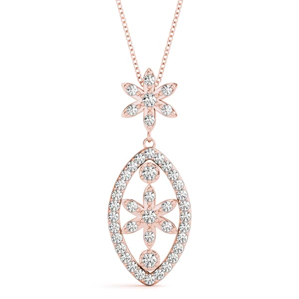 Drop Flower Fashion Earrings (3/8 ct. tw.), Front view in rose gold