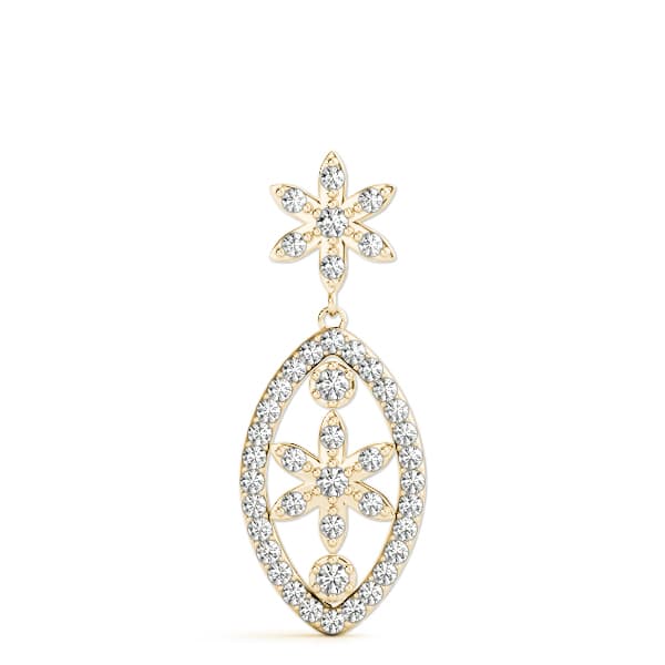 Drop Flower Fashion Earrings (3/8 ct. tw.), On hand view in yellow gold