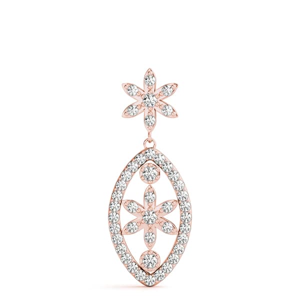 Drop Flower Fashion Earrings (3/8 ct. tw.), On hand view in rose gold