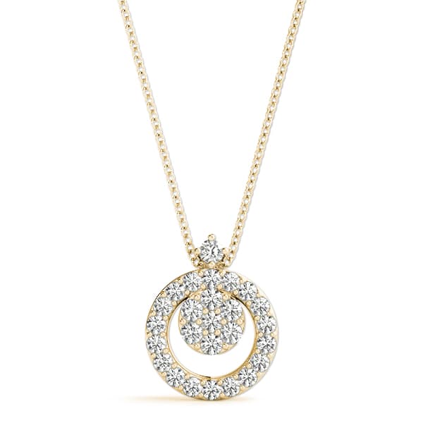 Circle Cluster Pendant (0.31 ct. tw.), On hand view in yellow gold