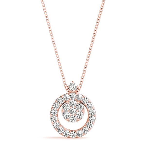 Circle Cluster Pendant (0.31 ct. tw.), On hand view in rose gold