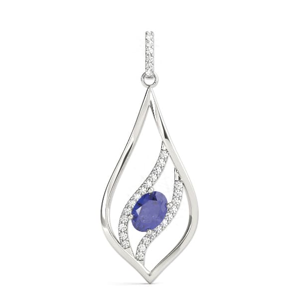 Oval Fashion Pendant — White Gold