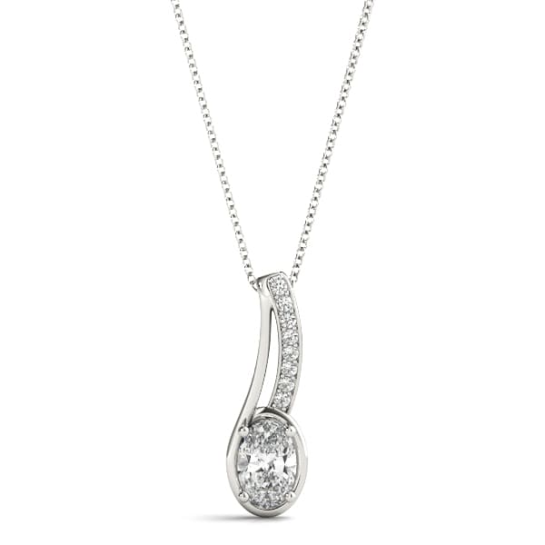 Oval Shape Prong Set Fashion Pendant — 6X4 MM — View 1
