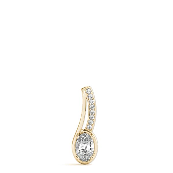 Oval Prong Set Fashion Pendant (0.04 ct. tw.), On hand view in yellow gold