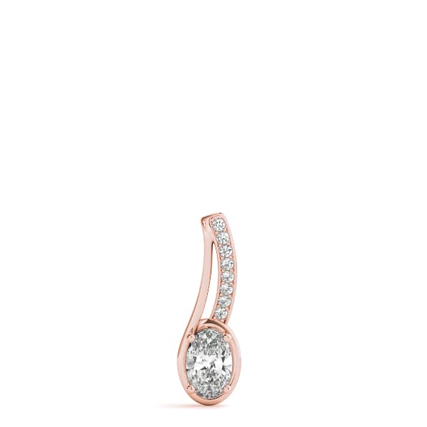 Oval Prong Set Fashion Pendant (0.04 ct. tw.), On hand view in rose gold