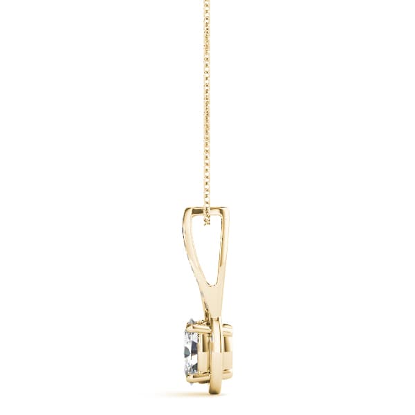 Oval Prong Set Fashion Pendant (0.04 ct. tw.), Side view in yellow gold