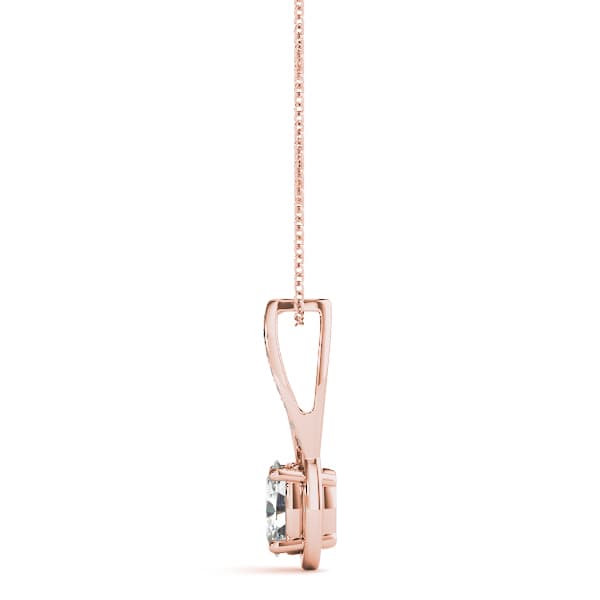 Oval Prong Set Fashion Pendant (0.04 ct. tw.), Side view in rose gold