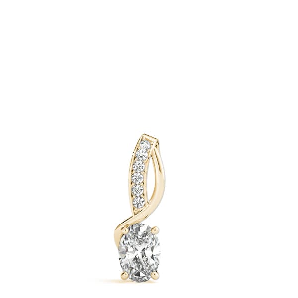 Twisted Oval Fashion Pendant (0.05 ct. tw.), On hand view in yellow gold