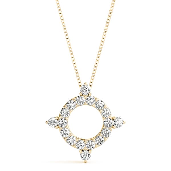 Circle Shape Prong Set Fashion Pendant (1/3 ct. tw.), Front view in yellow gold