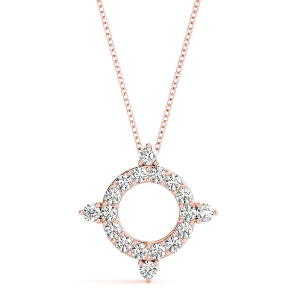 Circle Shape Prong Set Fashion Pendant (1/3 ct. tw.), Front view in rose gold