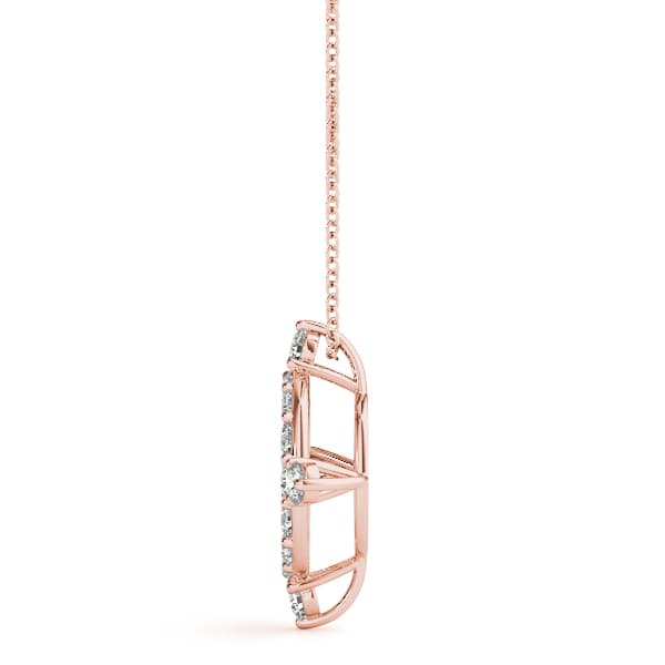 Circle Shape Prong Set Fashion Pendant (1/3 ct. tw.), Side view in rose gold