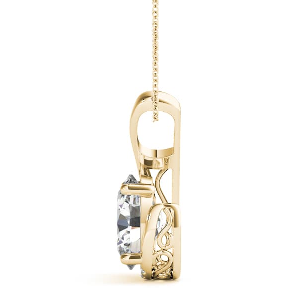 Oval Fashion Pendant (0.08 ct. tw.), Side view in yellow gold