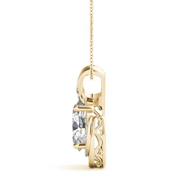 Hook Halo Fashion Pendants (0.09 ct. tw.), Side view in yellow gold