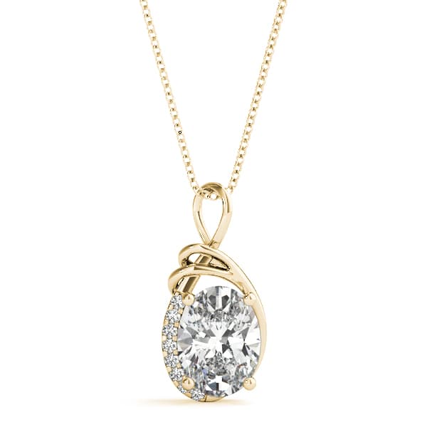 Oval Fashion Pendant (0.04 ct. tw.), Front view in yellow gold