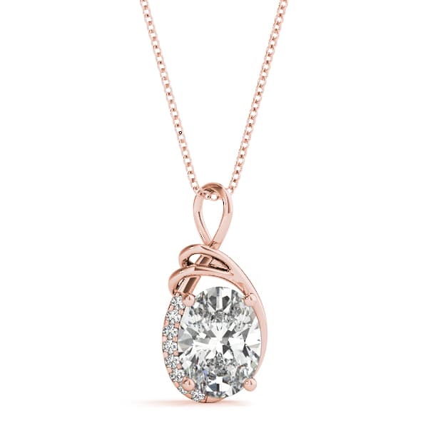 Oval Fashion Pendant (0.04 ct. tw.), Front view in rose gold