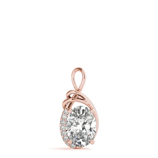 Oval Fashion Pendant (0.04 ct. tw.), On hand view in rose gold