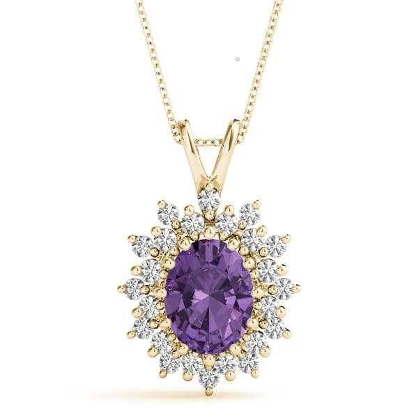 Oval Fashion Pendant (3/8 ct. tw.), Front view in yellow gold