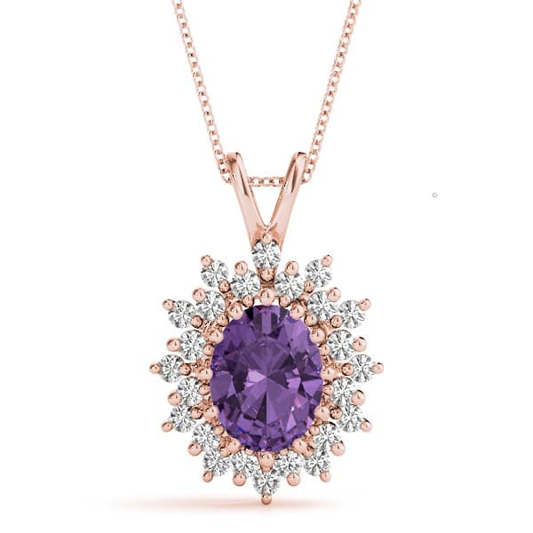 Oval Fashion Pendant (3/8 ct. tw.), Front view in rose gold