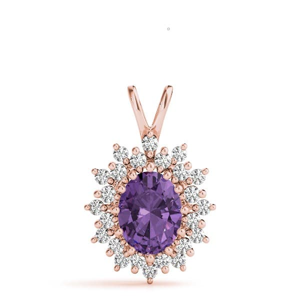 Oval Fashion Pendant (3/8 ct. tw.), On hand view in rose gold