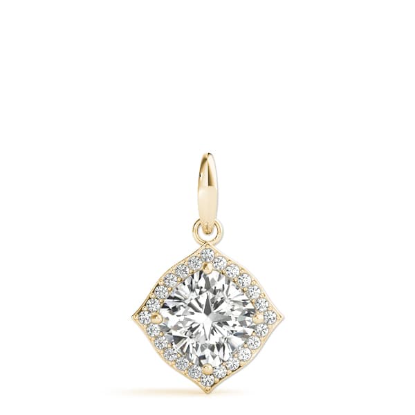 Fashion Pendant Cushion (1/8 ct. tw.), On hand view in yellow gold