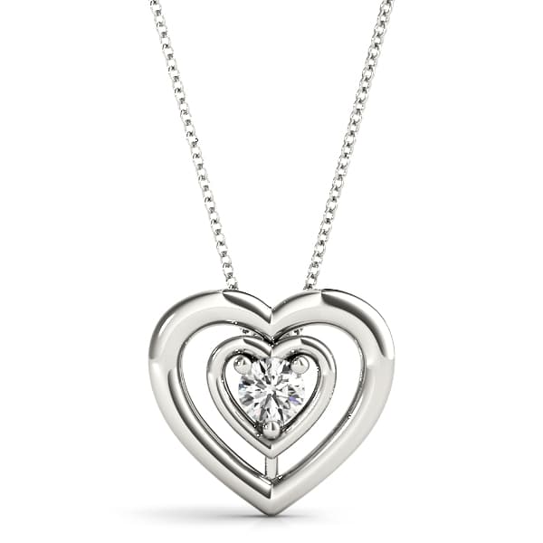 Heart Shape Solitaire Pendant — 1/2 CT — View 1