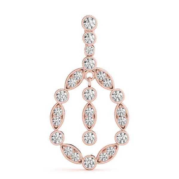Vintage Tear Drop Miligrain Fashion Pendant (0.57 ct. tw.), On hand view in rose gold