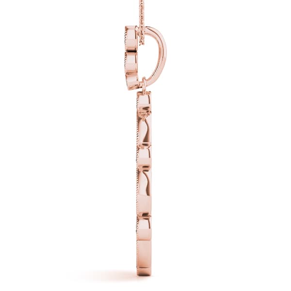 Vintage Tear Drop Miligrain Fashion Pendant (0.57 ct. tw.), Side view in rose gold