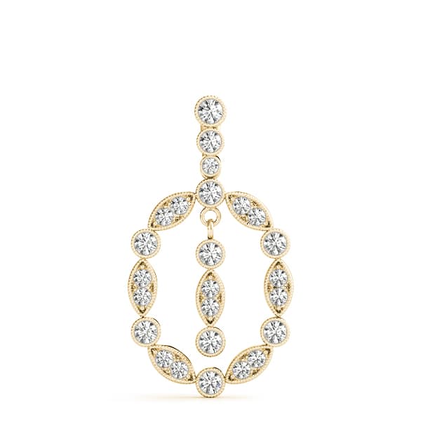 Vintage Tear Drop Miligrain Fashion Pendant (0.57 ct. tw.), On hand view in yellow gold