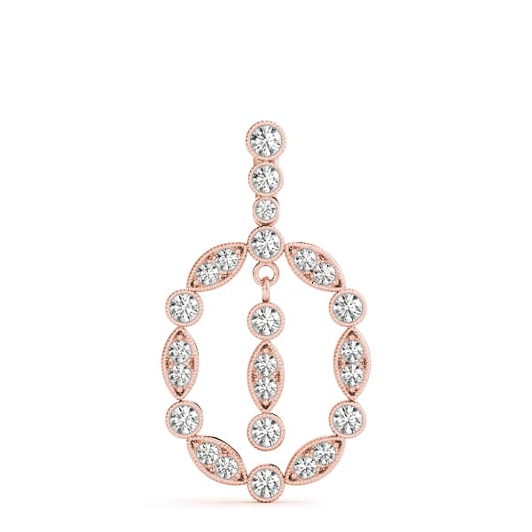 Vintage Tear Drop Miligrain Fashion Pendant (0.57 ct. tw.), On hand view in rose gold