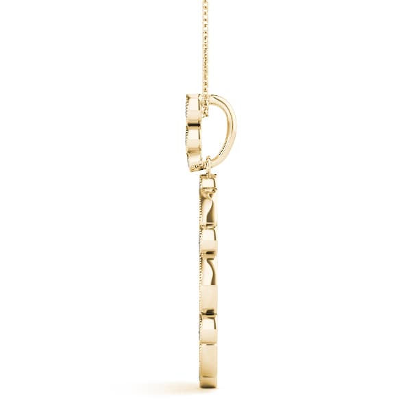 Vintage Tear Drop Miligrain Fashion Pendant (0.57 ct. tw.), Side view in yellow gold
