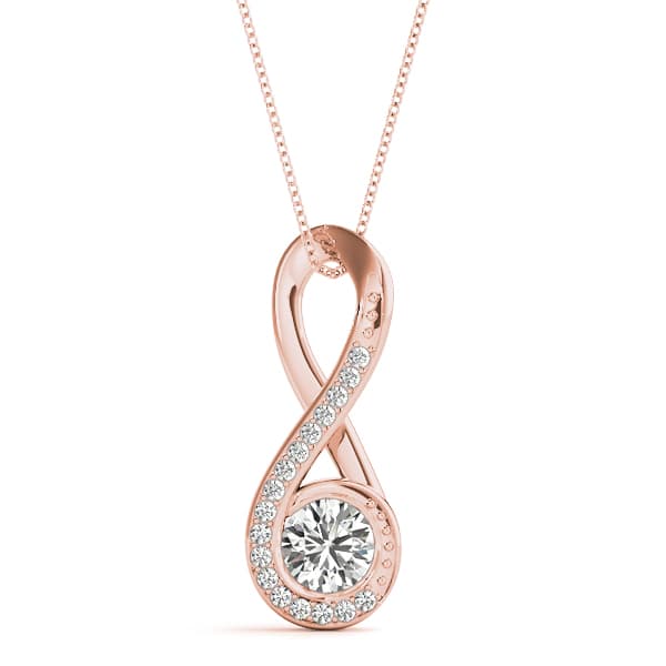Infinity Twist Accented Cluster Pendant (0.1 ct. tw.), Front view in rose gold