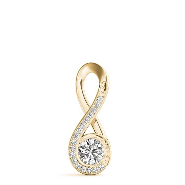 Infinity Twist Accented Cluster Pendant (1/8 ct. tw.), On hand view in yellow gold