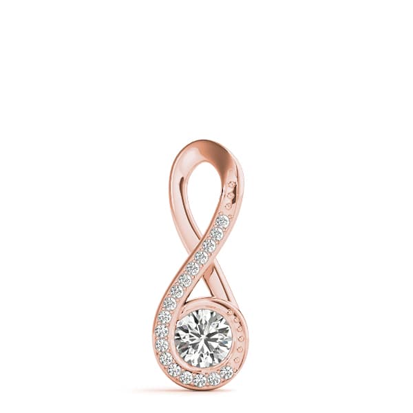 Infinity Twist Accented Cluster Pendant (0.1 ct. tw.), On hand view in rose gold
