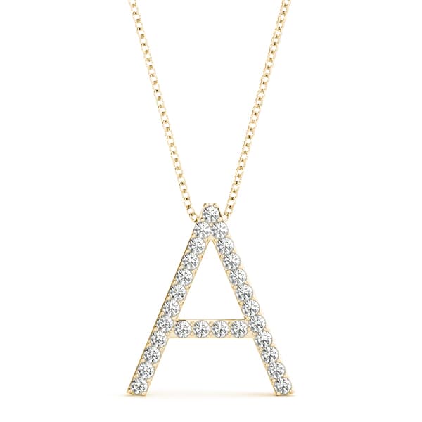 Initial Letter Q Pendants (0.16 ct. tw.), Front view in yellow gold