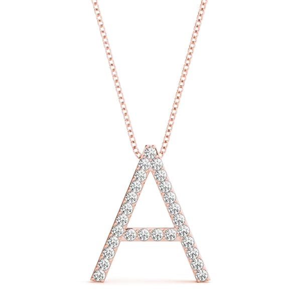 Initial Letter Q Pendants (0.16 ct. tw.), Front view in rose gold