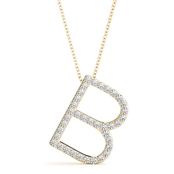 Initial Letter Q Pendants (0.17 ct. tw.), Front view in yellow gold
