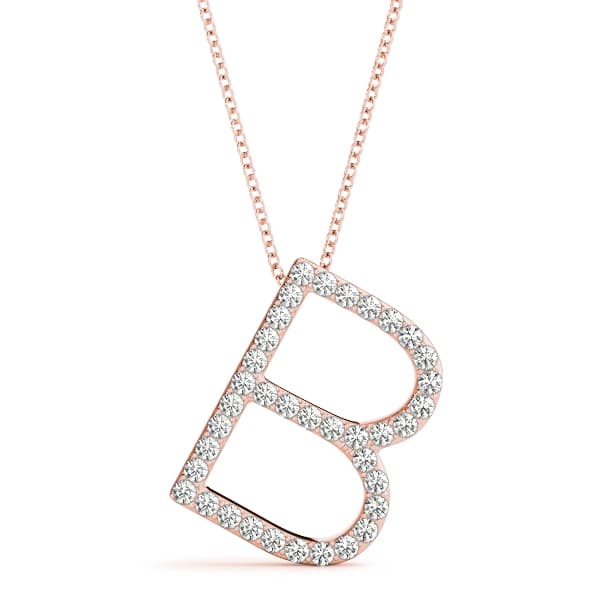 Initial Letter Q Pendants (0.17 ct. tw.), Front view in rose gold