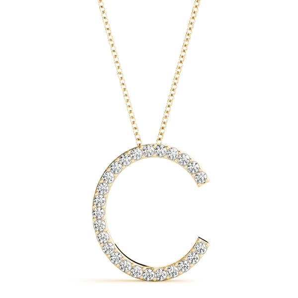 Initial Letter Q Pendants (0.15 ct. tw.), Front view in yellow gold