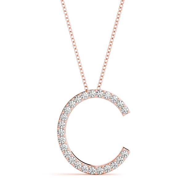 Initial Letter Q Pendants (0.15 ct. tw.), Front view in rose gold