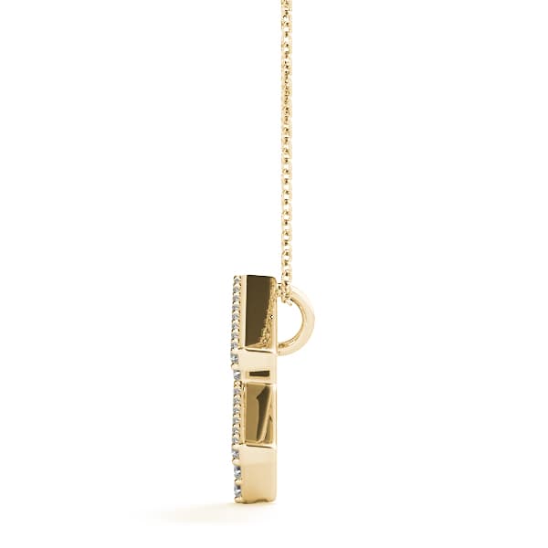 Initial Letter Q Pendants (1/8 ct. tw.), Side view in yellow gold