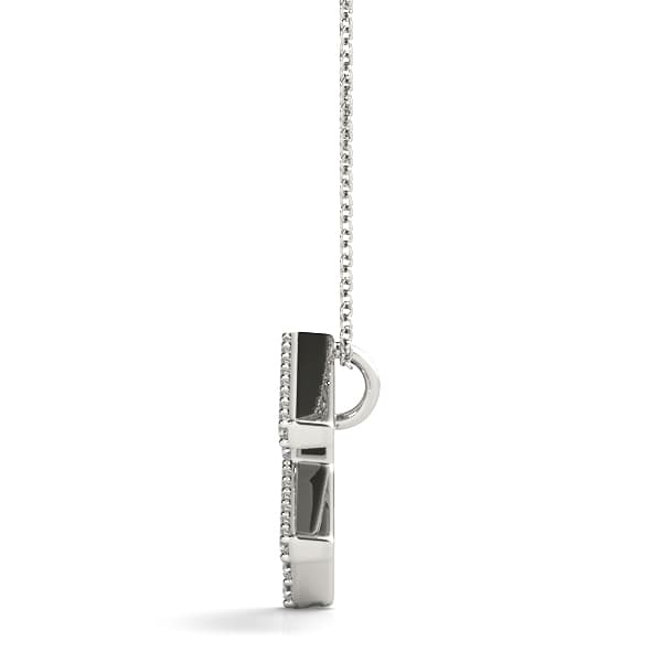 Initial Letter Q Pendants (1/8 ct. tw.), Side view in white gold or platinum