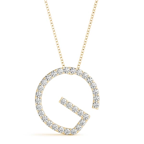 Initial Letter Q Pendants (0.18 ct. tw.), Front view in yellow gold
