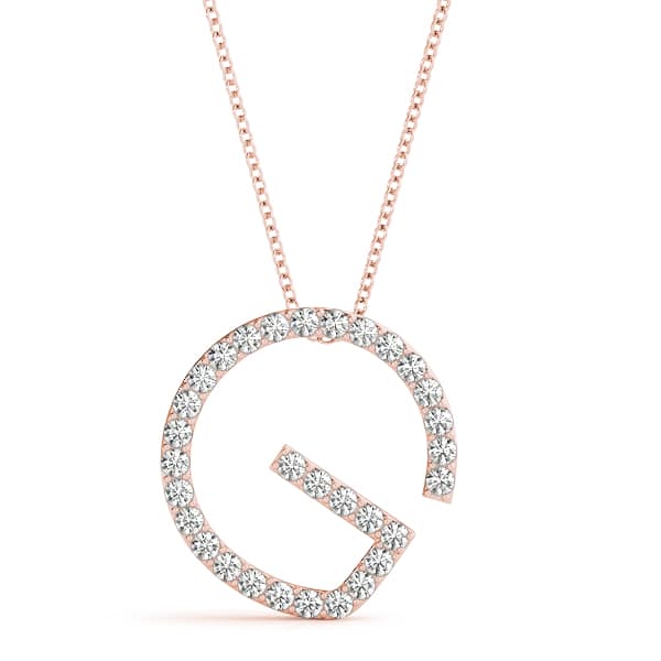 Initial Letter Q Pendants (0.18 ct. tw.), Front view in rose gold