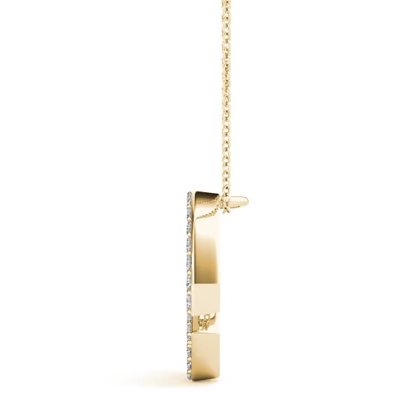 Initial Letter Q Pendants (0.18 ct. tw.), Side view in yellow gold
