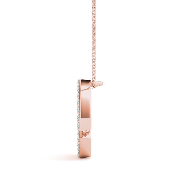 Initial Letter Q Pendants (0.18 ct. tw.), Side view in rose gold