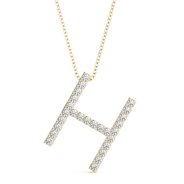 Initial Letter Q Pendants (0.16 ct. tw.), Front view in yellow gold