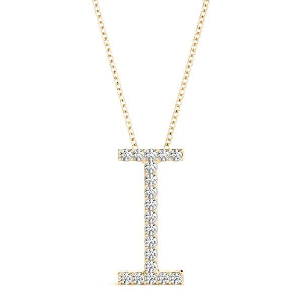 Initial Letter Q Pendants (1/8 ct. tw.), Front view in yellow gold
