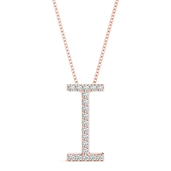Initial Letter Q Pendants (1/8 ct. tw.), Front view in rose gold